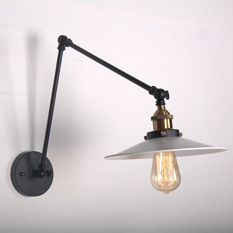 White Metal Cone Shade Industry Style Wandlampe 2 Abschnitte Schwung Retro-Wandleuchten für das Restaurant