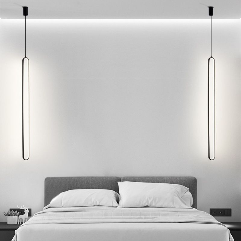 Contemporary Oval Shape Pendant Light Aluminum LED Hanging Pendant for Living Room