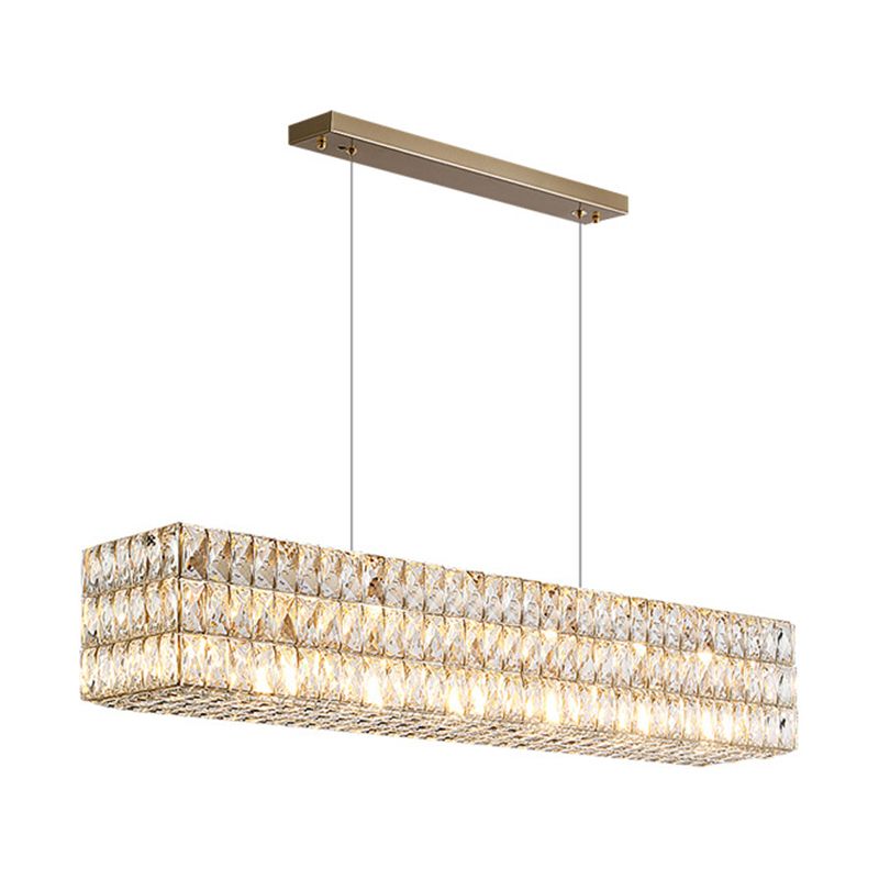 Lámpara colgante de restaurantes rectángulos modernos de acero inoxidable de acero de acero inoxidable con sombra de cristal