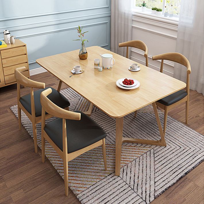 Rubberwood Solid Wood Dining Table Rectangle Table for Home Kitchen