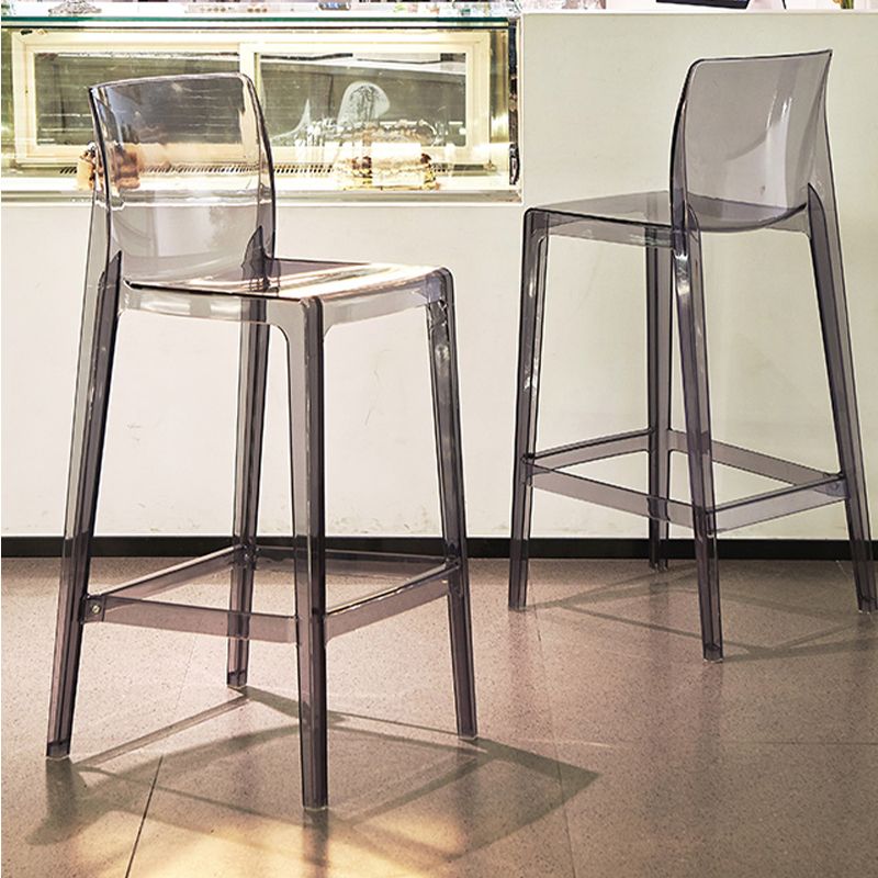 Contemporary Plastic Low Back Indoor Bar Stool with Footrest