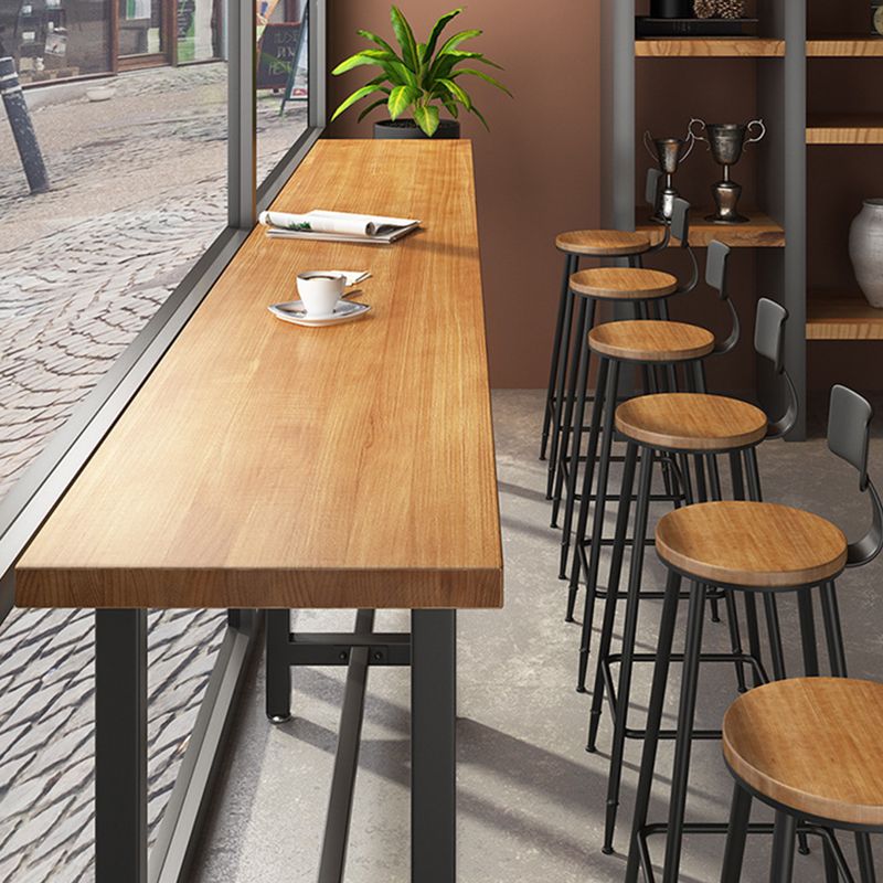 Modern 1/7 Pieces Bar Table Set Rectangle Wood Counter Table with High Stools for Bar