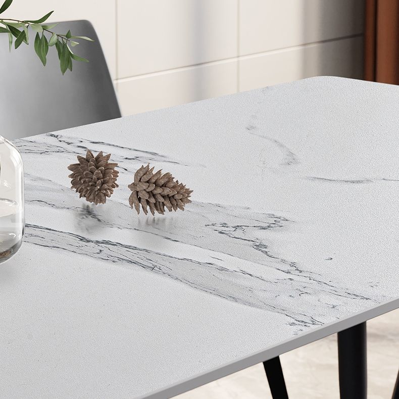 Modern Style Sintered Stone Dining Table Rectangular Dining Table with Metal Base