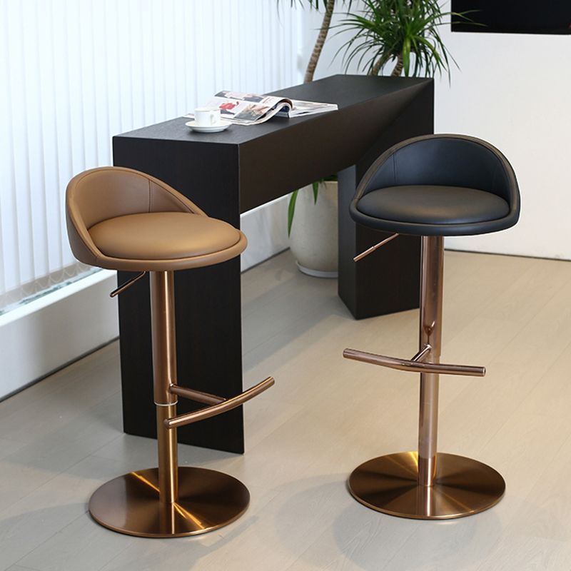 Modern Style Rotatable Backrest Counter High Stool with Leather Cushion