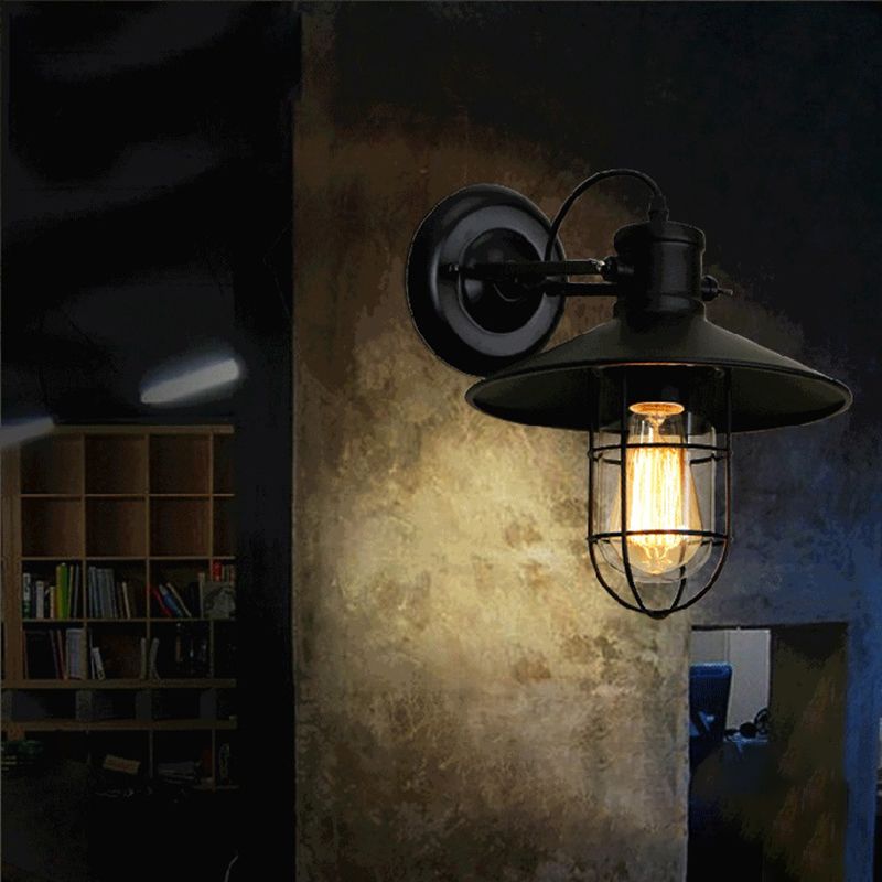 1-Light Clad Cone Wall Lamp Fixtures Industrial Style Metal Wall Mounted Light Fixture