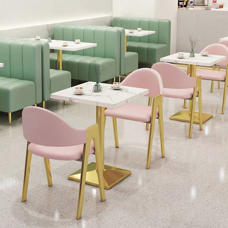 Upholstered Dining Chair Glam Open Back Dining Chair with Metal Legs