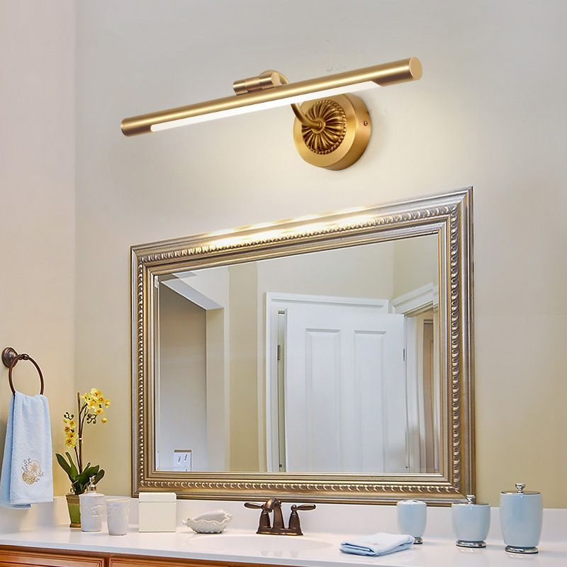 Modern Gold Linear Wall Mount Light Fixture Metal 1-Light Wall Lamp for Bathroom