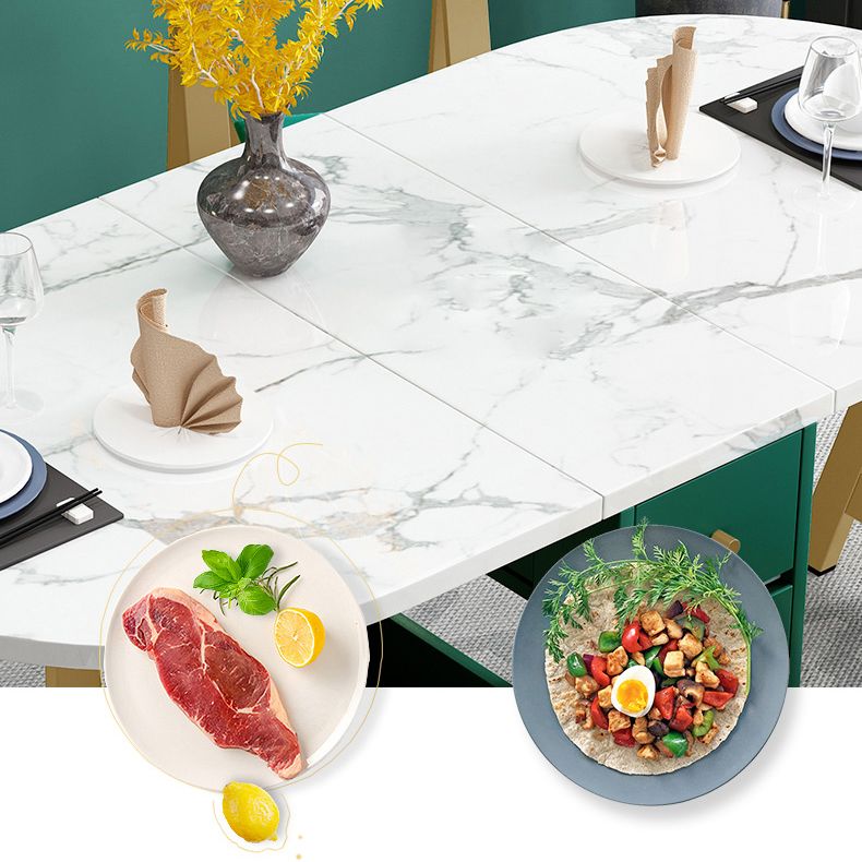 59-inch Oval White Dining Table Simplicity Extendable Table for Dining Room