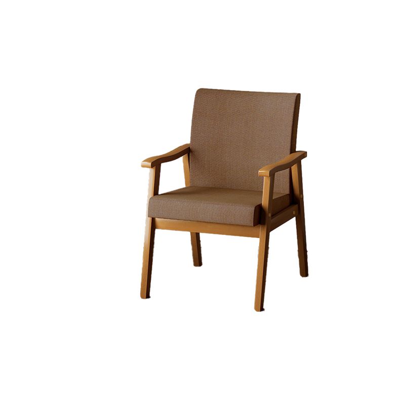 Mid-century Modern Rubberwood Solid Wood Frame Basic Four Leg Accent Armchair