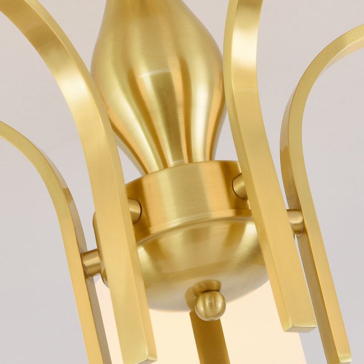 Modern Style Chandelier Light Fixture Gold Cylinder Chandelier Light Fixture with Glass Shade