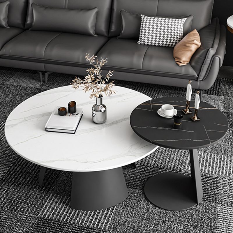 Contemporary Coffee  Table Round  Faux Marble Cocktail Table