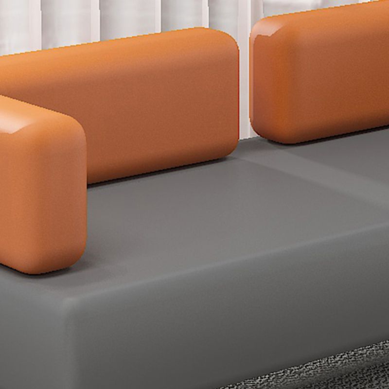 29.53" H Faux Leather Sofa Contemporary Tuxedo Arm Sofa in Gray