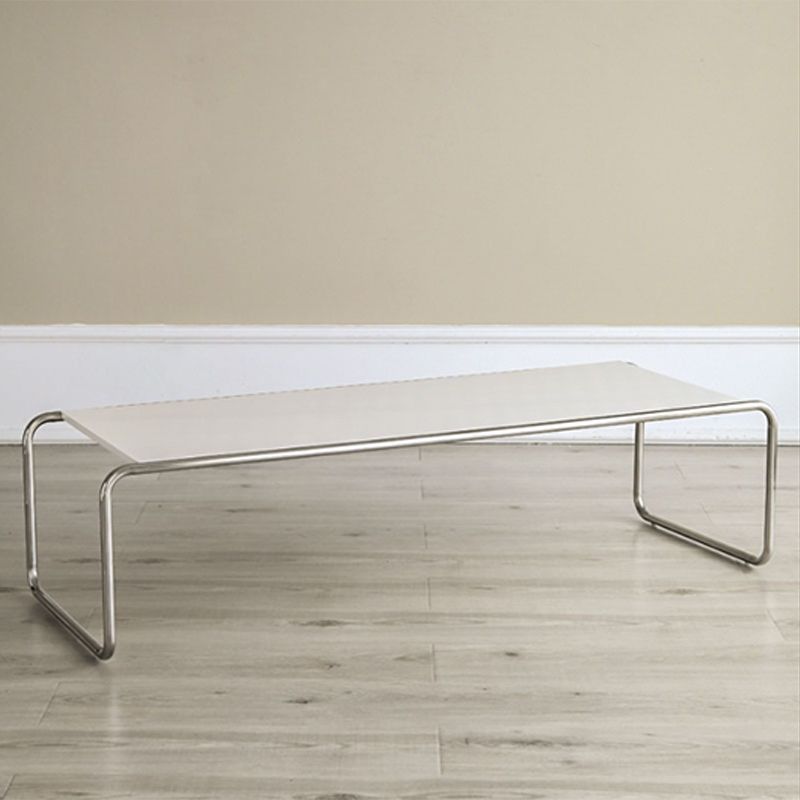 Contemporary Simple Sled Coffee Table Rectangular Wood Top Cocktail Table Set