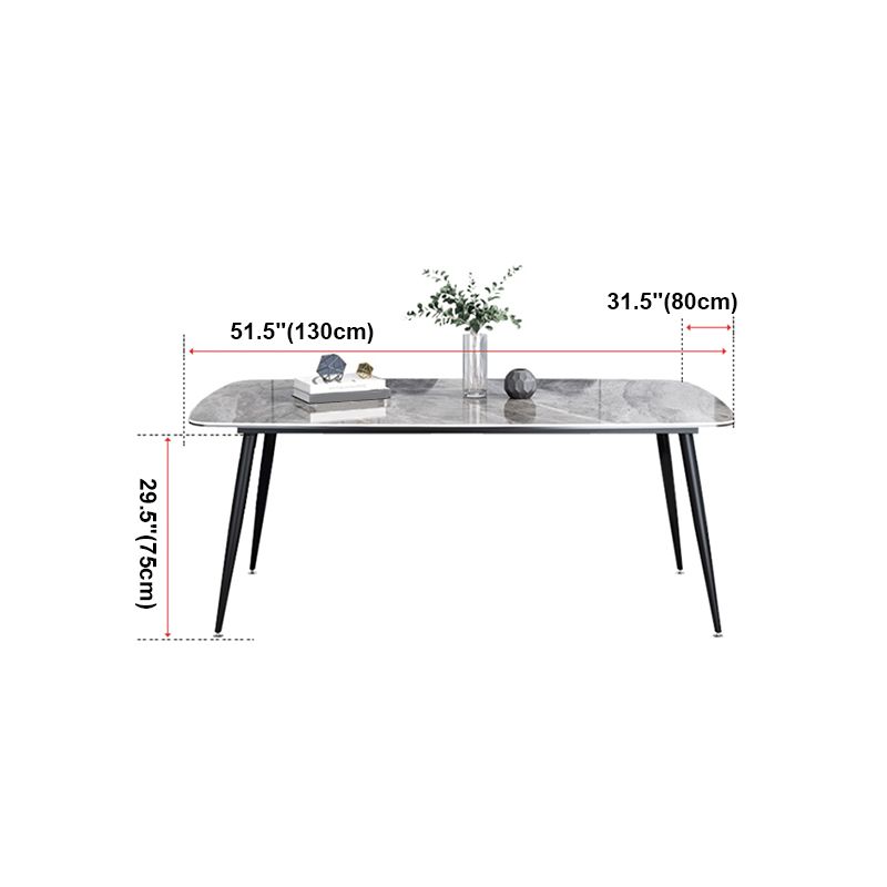 Sintered Stone Dining Table Simplicity Style 4 Legs Carbon Steel Base Rectangle Table for Home