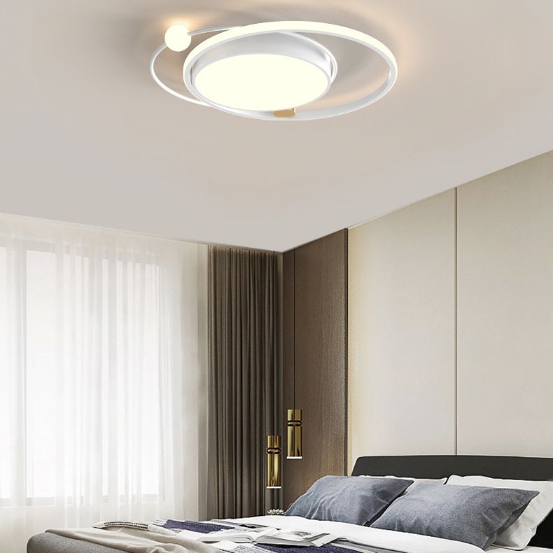 Metal Circular Line Design 3-Lights Flushmount Lamp Modern Simplicity Acrylic LED Ceiling Light for Study Room
