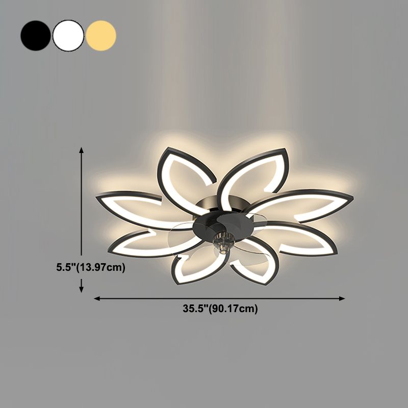 Flower Shape Metal Ceiling Fan Modern Style Multi Lights Ceiling Fan Lamp