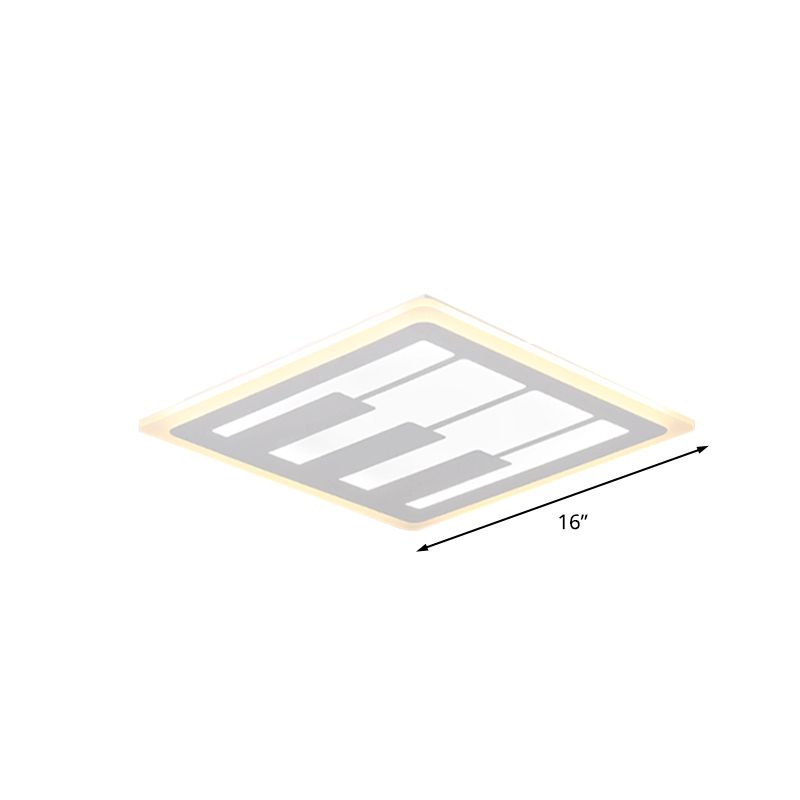 Acrylic Square Flushmount Modernism LED White Flush Mount Ceiling Light in Warm/White Light with Piano Key Pattern