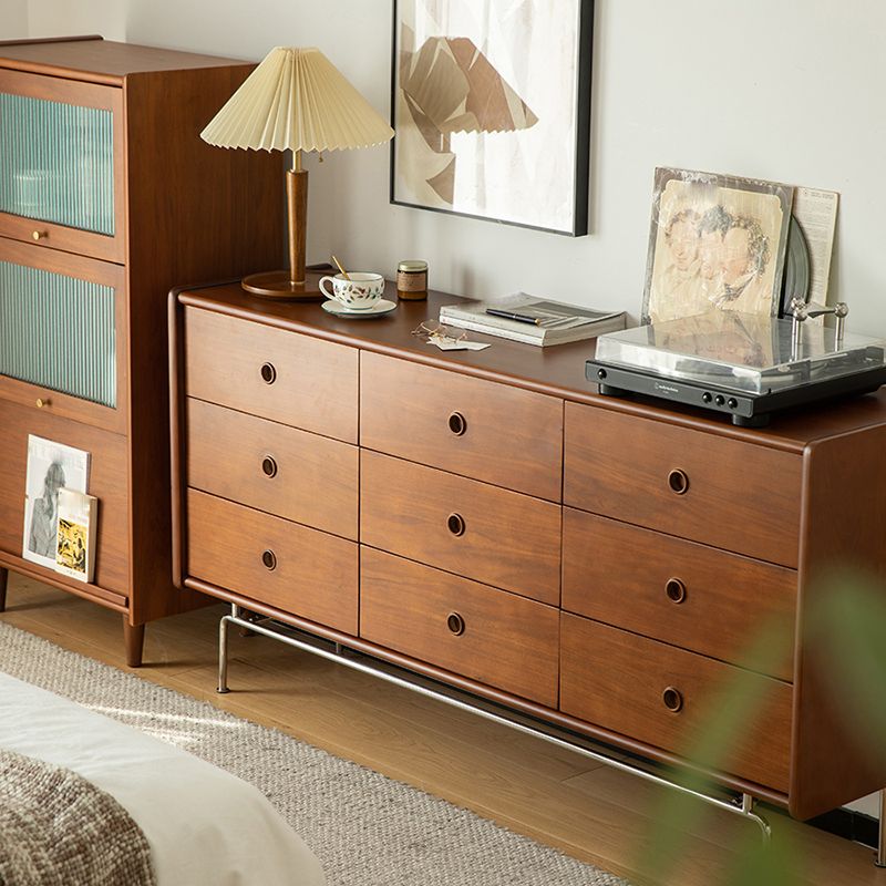 Minimalism Brown Accent Chest Rectangle Chest with Drawers for Living Room