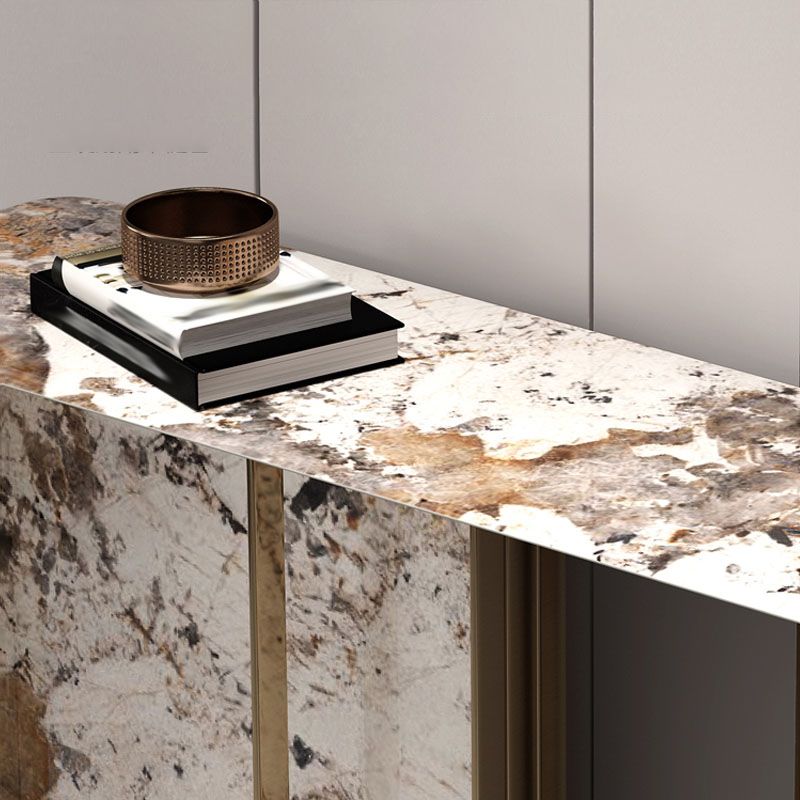 Rectangle Shape Contemporary Console Table Stone Sofa Table in Gold for Hall
