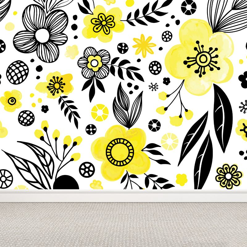 Bright Flowers Wall Mural Decal Stain Resistant Wall Decor for Kindergarten, Custom Made