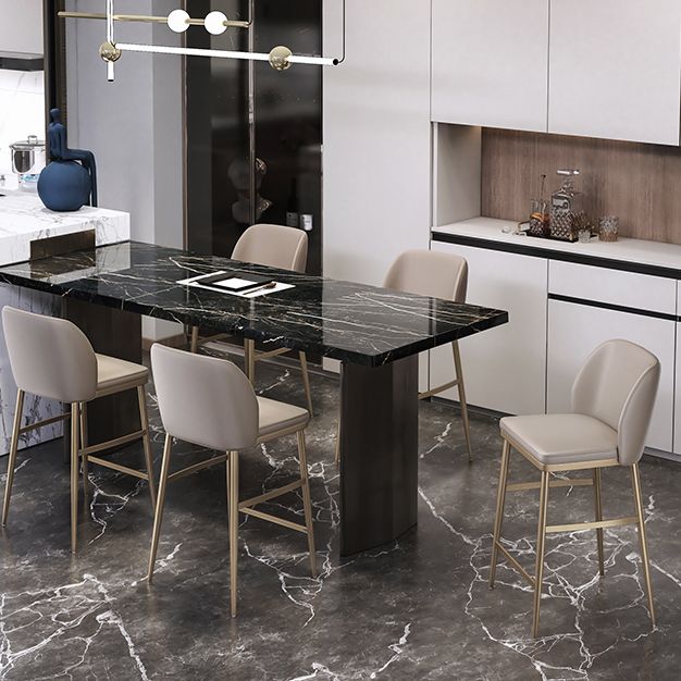 Glam Bar Stool Low Back Leather Counter Stool for Living Room