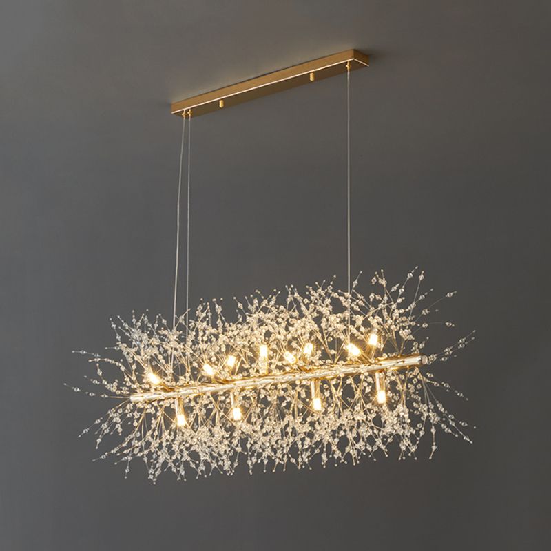 Sputnik Island Lamp Modern Hanging Light with Crystal for Dining Room