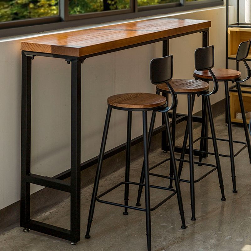 Industrial Rectangle Bar Table Solid Wood Trestle Base Bar Dining Table