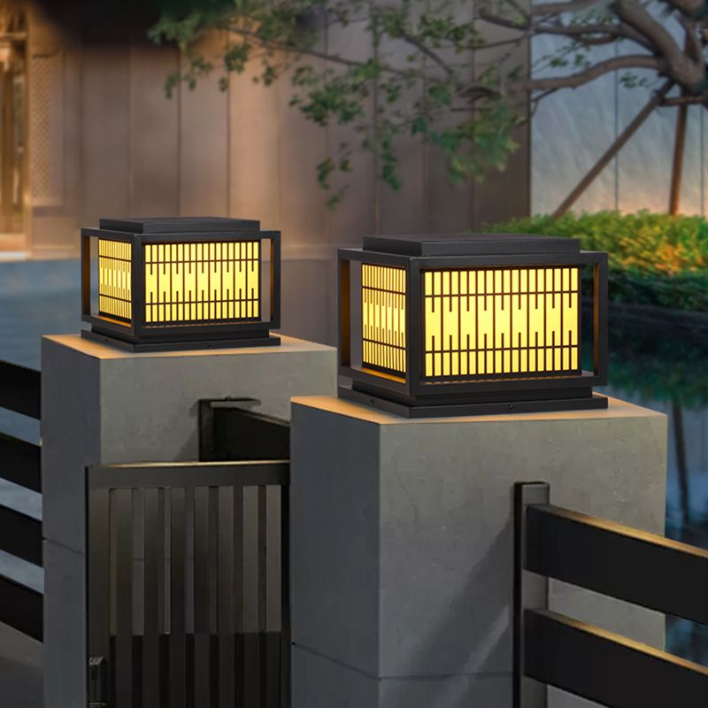 Square Shape Pillar Lamp Modern Outdoor Waterproof Light for Courtyard