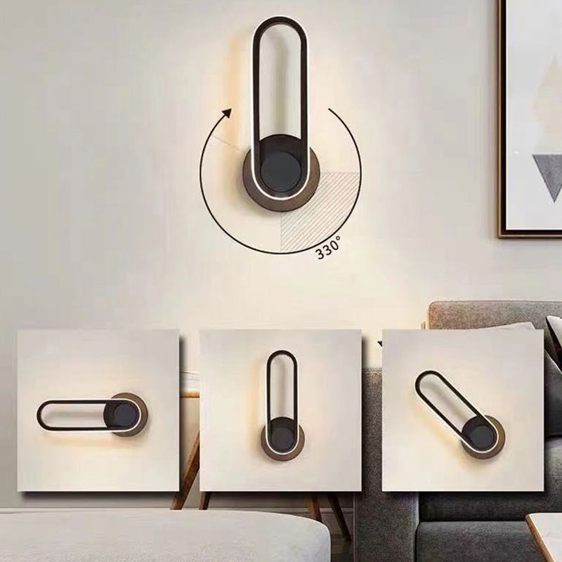 Oval Shape Metal Wall Light Modern Style Single Light Wall Sconce Light