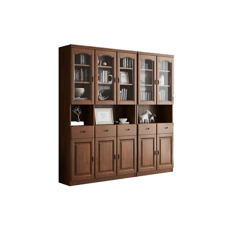Grooves Handle Storage Cabinet Solid Wood Cabinet with Drawer