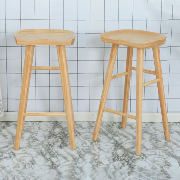 Contemporary Solid Wood Barstool Coffee Shop Bar Stool with Pedal