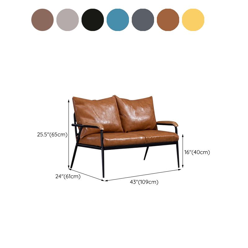 Metal and Wood Square Arm Sofa Industrial Loose Back Cushions Sofa