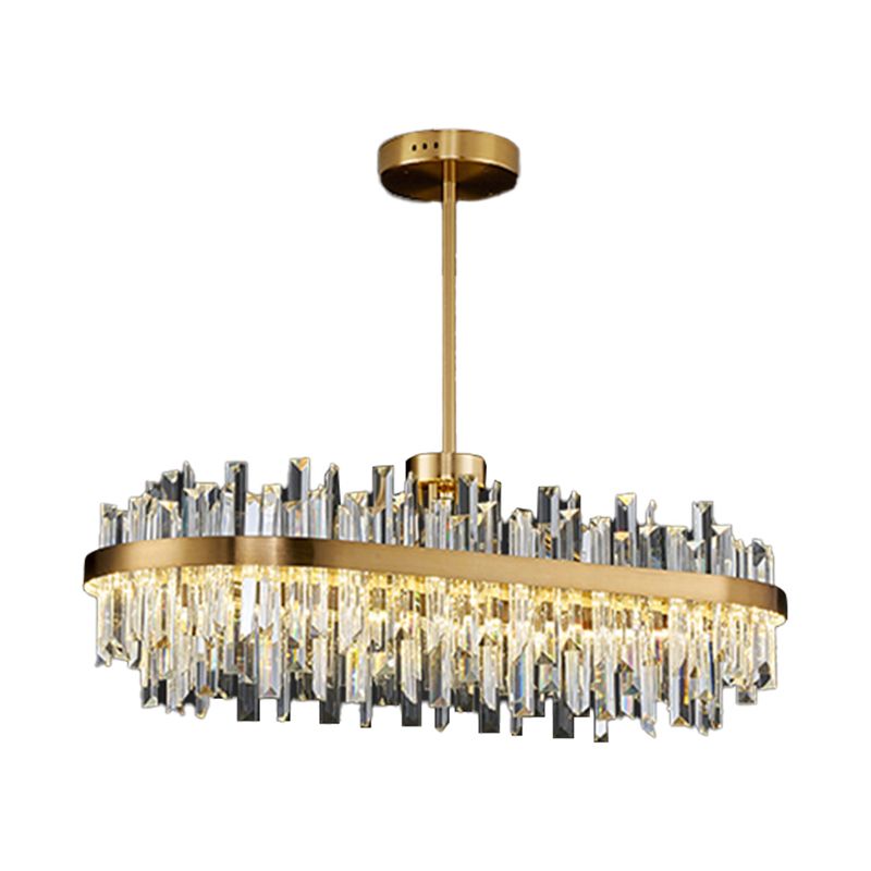 LED Contemporary Metal Pendant Light with Crystal Shade for Living Room