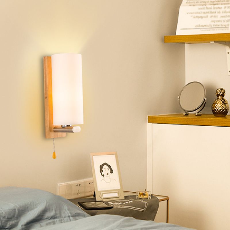 Cilindro de la sala de estar accesorio de iluminación de pared de vidrio Iluminación de pared moderna en blanco