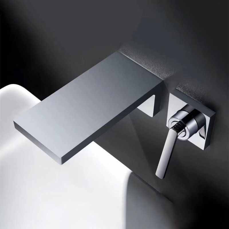 Wall Mounted Bathroom Faucet Waterfall Spout with Lever Handle