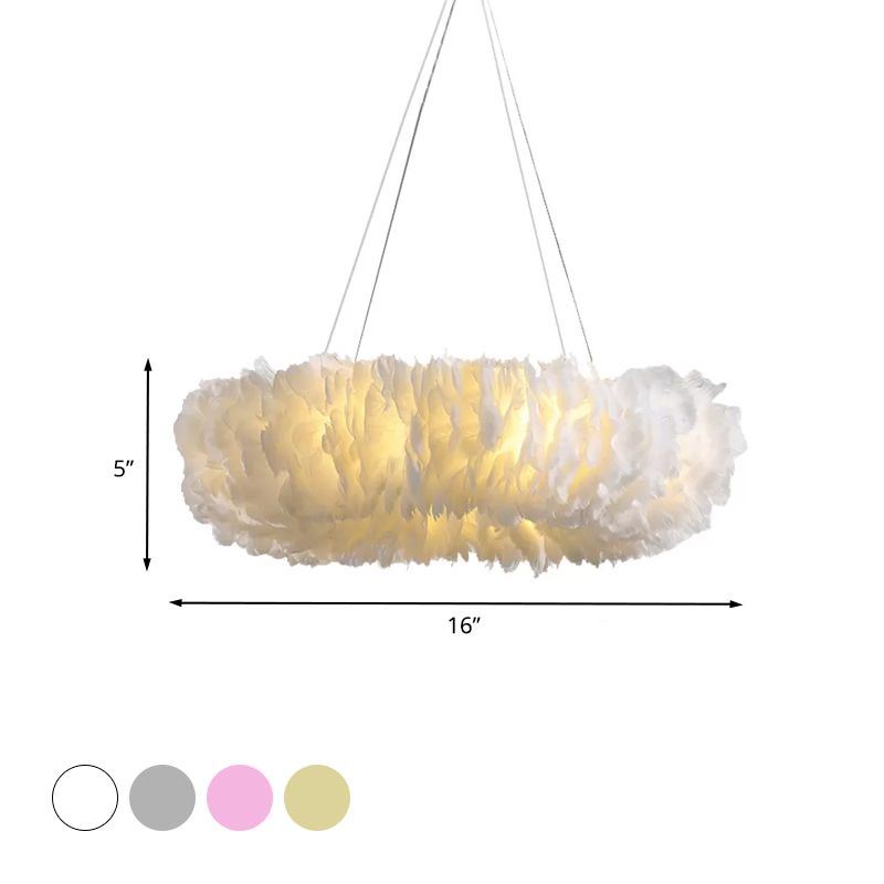 Tessuto lampadario con soffitto della camera da letto in anello 3/6 luci a 6 light lampada a sospensione sospesa in bianco/grigio/rosa