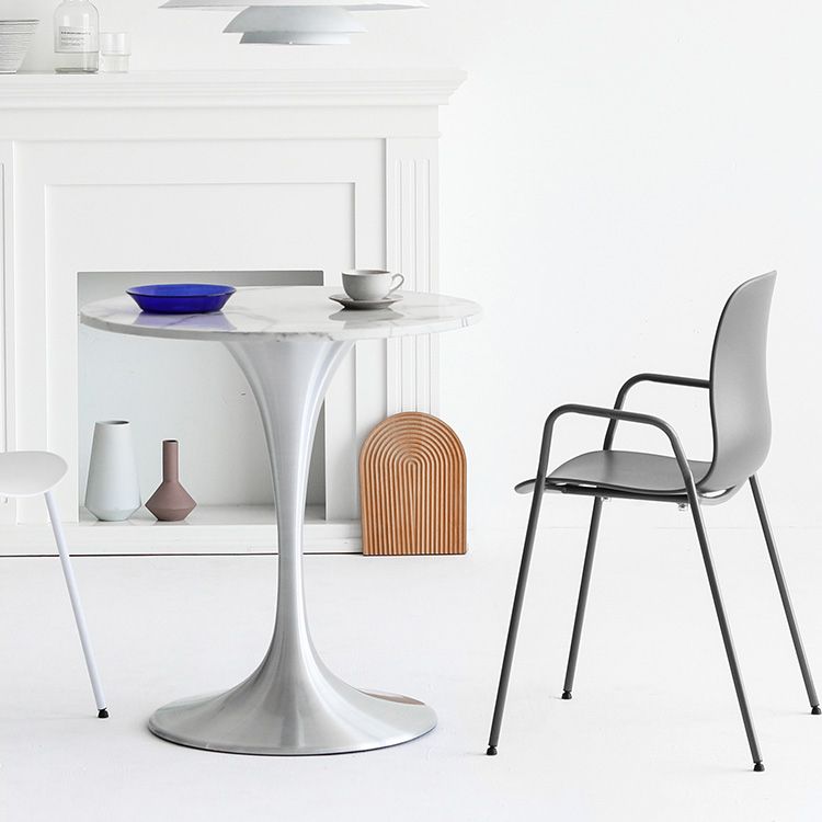 Metal Modern Round Dining Table Marble Top Indoor Table with Tulip Base