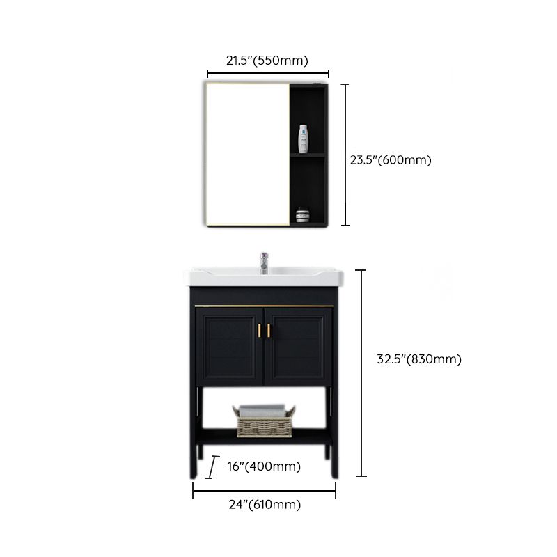 Shelving Included Bath Vanity Set Mirror Freestanding Vanity Set with Single Sink