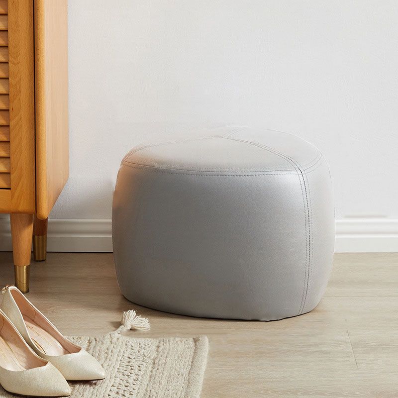 Modern Pouf Ottoman Faux Leather Upholstered Solid Color Triangle Shape Ottoman