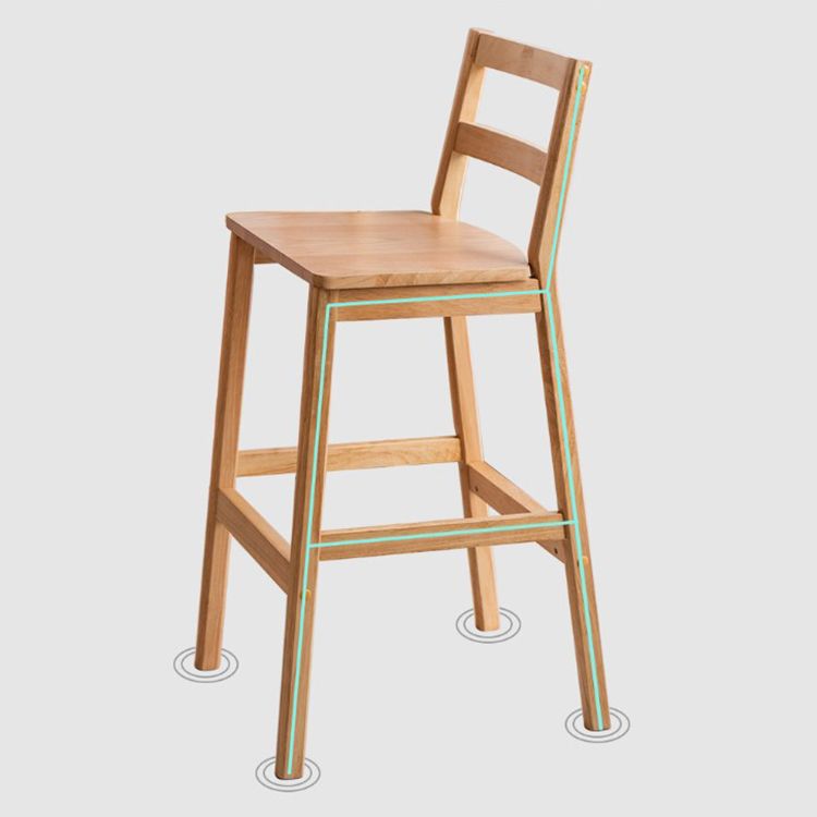 Cafe Simple Solid Wood Barstool Indoor Bar Stool with Backrest