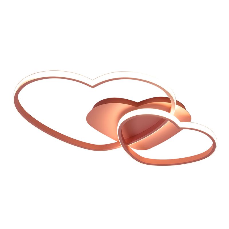 Modern Style Heart-shaped Ceiling Fixtures Metal 2 Light Ceiling Mounted Lights