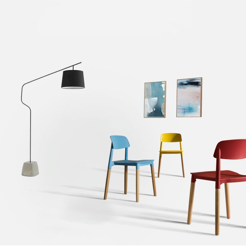 Sillas de comedor de madera contemporáneas con respaldo abierto (juego de 4)