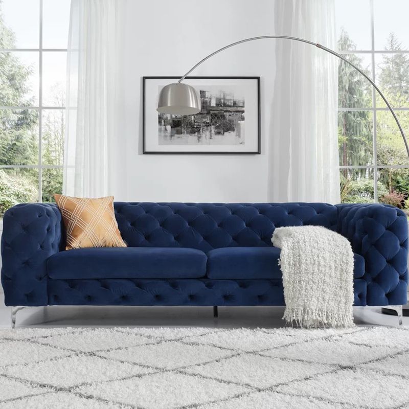 Contemporary Tufted Back Sofa with Tuxedo Arms for Apartment