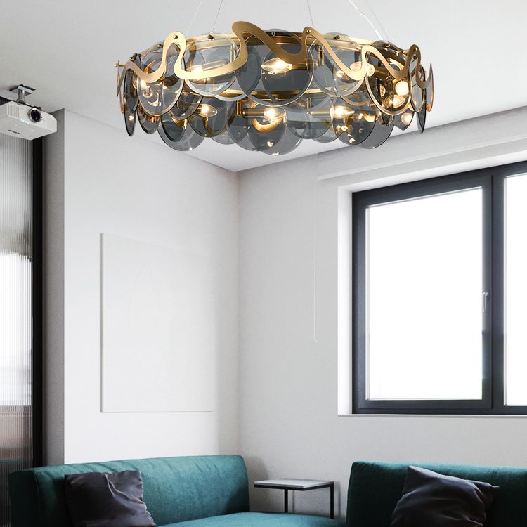 Glass Pendant Light Geometric Contemporary Ceiling Light for Living Room