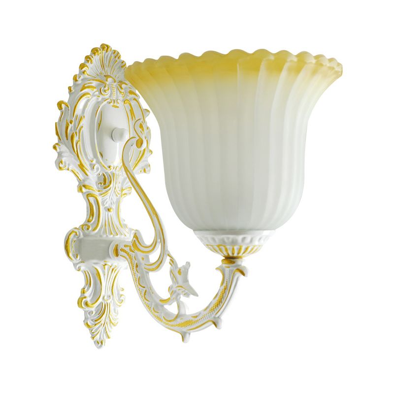 1 Lampencreme Glaswand Leuchte Vintage weiße Blumenküchenwandhalterung Beleuchtung