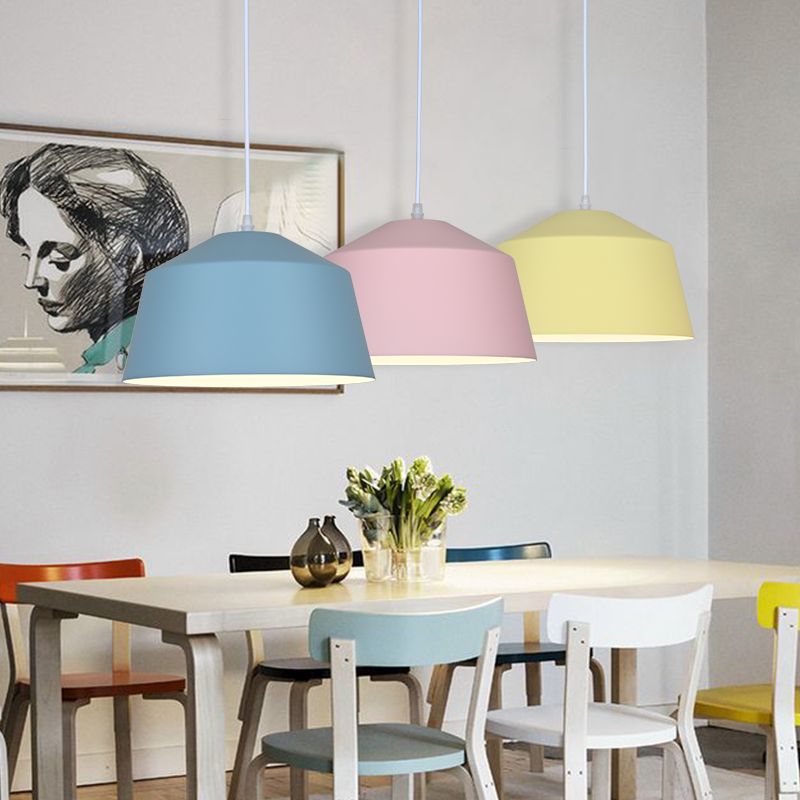 Bowl Shape Hanging Lighting Modern Macaron Style Metal 1 Pendre clair pour l'hôtel