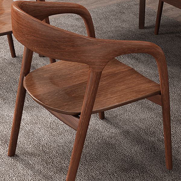Contemporary Tea Room Wood Arm Chair Walnut and Natural Open Dining Chair