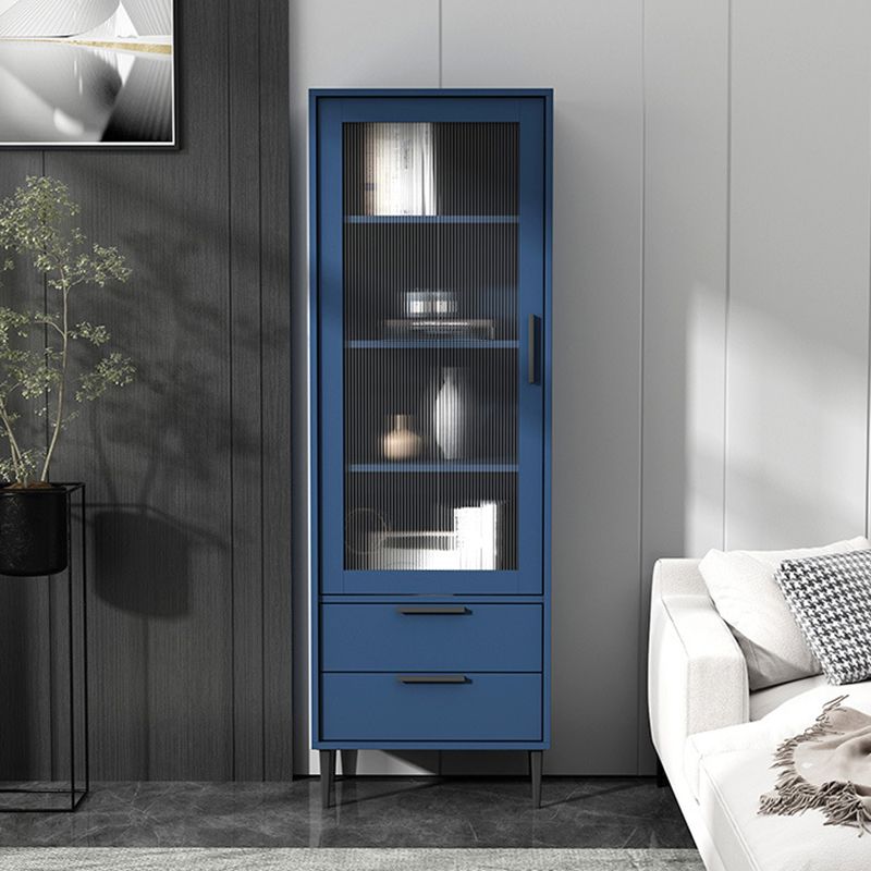 Modern Wooden Accent Cabinet with Glass 1-Door and 2 Drawers