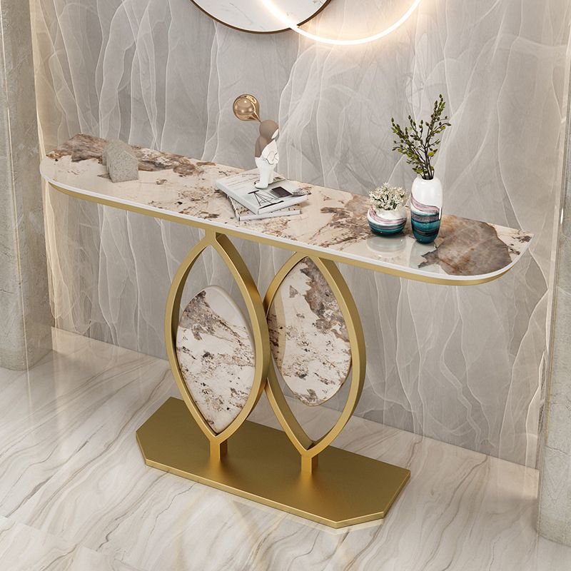 Glam Stone Console Table Scratch Resistant End Table for Hall