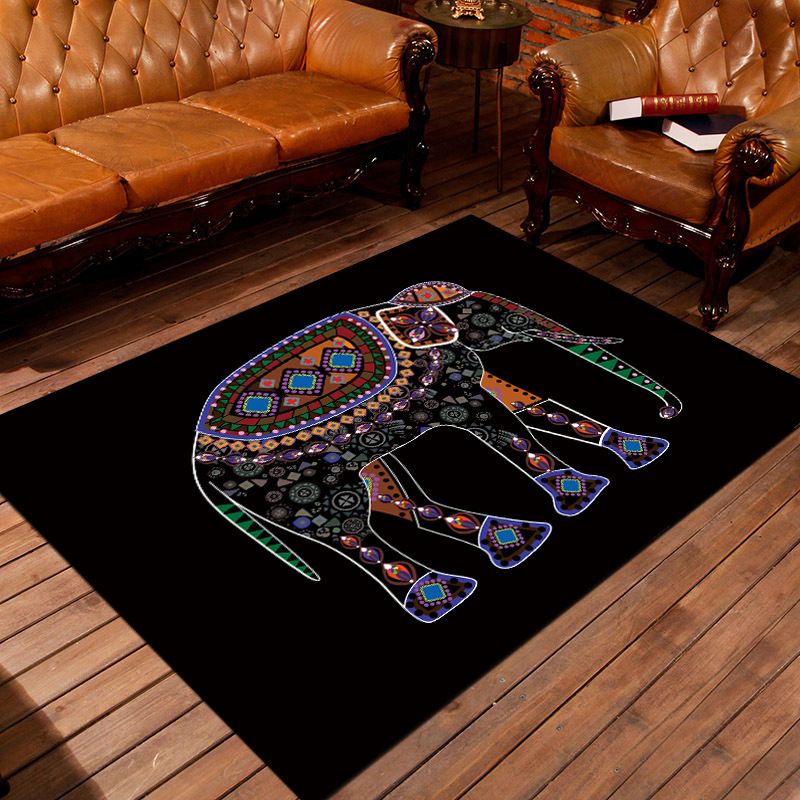 Personality Patterned Rug Multi Colored Nordic Carpet Synthetics Machine Washable Non-Slip Pet Friendly Rug for Great Room